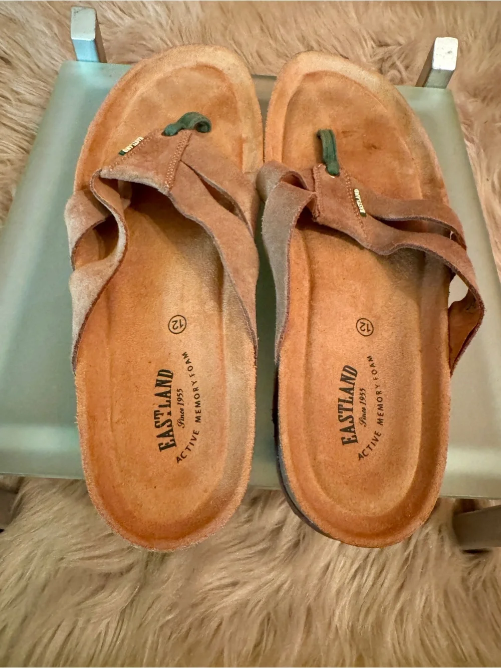 Eastland’s Men’s Tan Suede Thong Sandals